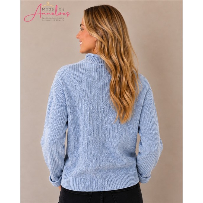 Blue Seven Pullover 248140 LM turtle chenille Blauw Blue Seven Pullover 248140 LM turtle chenille Blauw